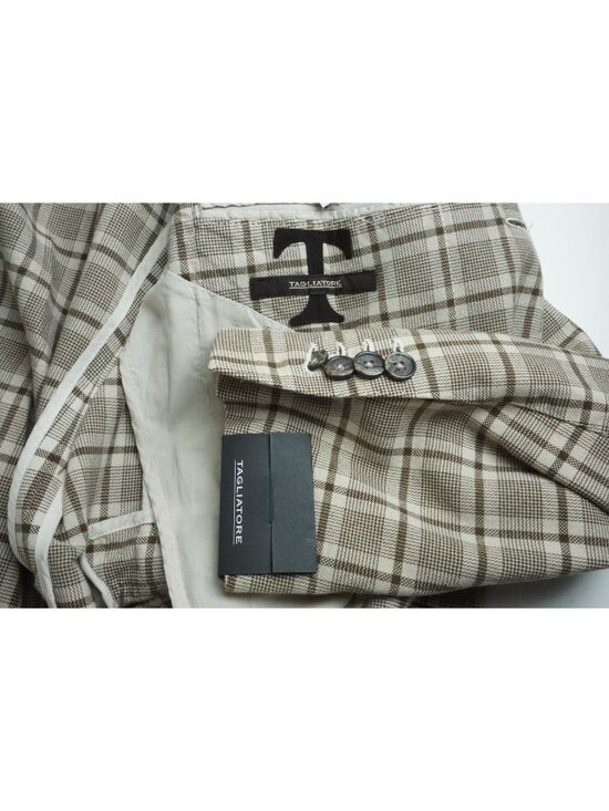 Tagliatore Other - Tagliatore Brown Plaid 100% Cotton Sport Coat Jacket Sz 38R US Brand New